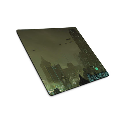Midnight Cityscape Gaming Mouse Pad - Gaming Mouse Pad Cityscape Black Teal Desk Setup Cyberpunk Moody Neon Night Vibe