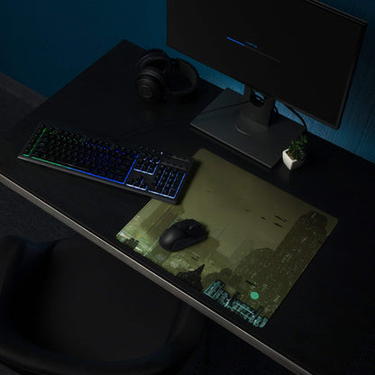 Midnight Cityscape Gaming Mouse Pad - Gaming Mouse Pad Cityscape Black Teal Desk Setup Cyberpunk Moody Neon Night Vibe