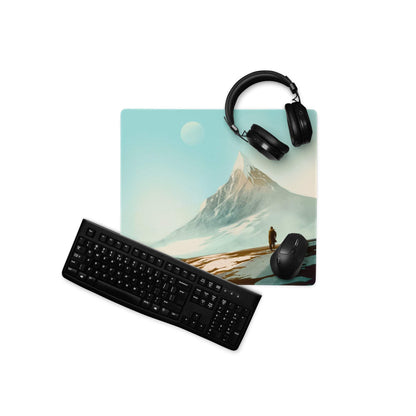 Alpine Mountain Landscape Mouse Pad - Mountain Landscape Teal Desk Mat Gaming Modern Calm Mood Minimalist Decor