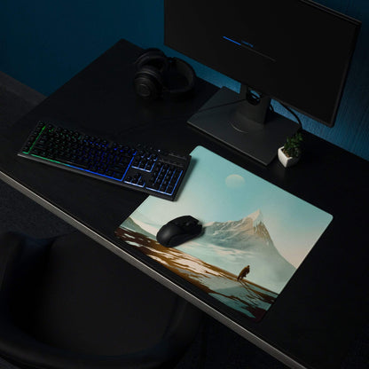 Alpine Mountain Landscape Mouse Pad - Mountain Landscape Teal Desk Mat Gaming Modern Calm Mood Minimalist Decor