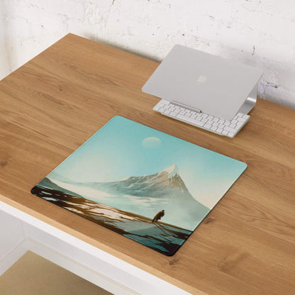 Alpine Mountain Landscape Mouse Pad - Mountain Landscape Teal Desk Mat Gaming Modern Calm Mood Minimalist Decor