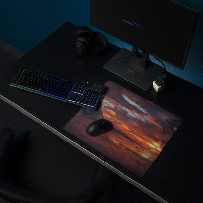 Sunset Safari Gaming Desk Mat - Gaming Mouse Pad Sunset Orange Purple Desk Landscape Warm Mood Modern Gamer Non Slip