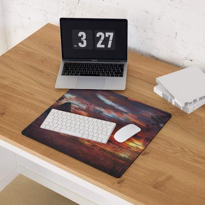 Sunset Safari Gaming Desk Mat - Gaming Mouse Pad Sunset Orange Purple Desk Landscape Warm Mood Modern Gamer Non Slip