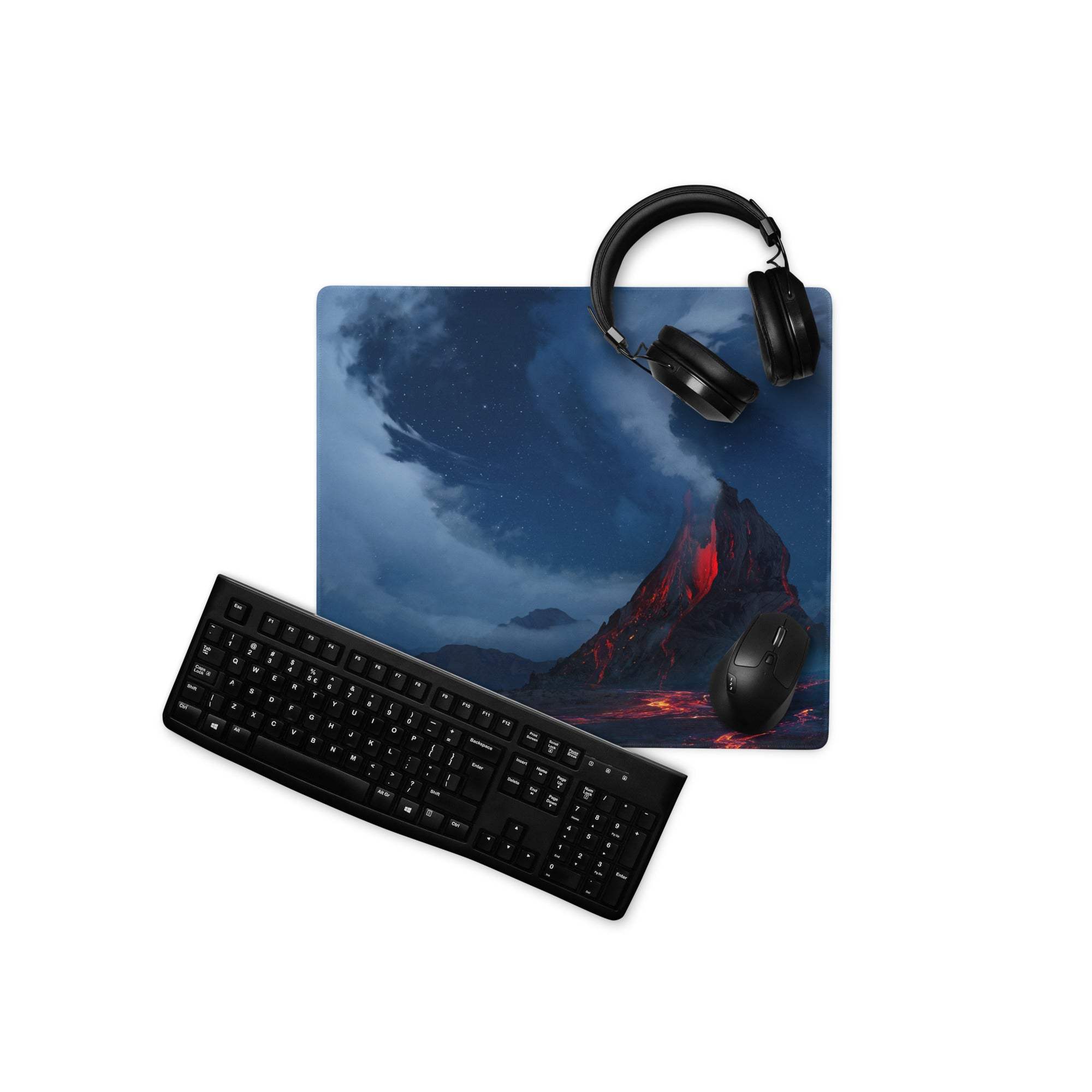 Aurora Nightscape Gaming Mouse Pad - Gaming Mouse Pad Blue Night Sky Lava Red Desk Setup Cinematic - Epic Moody Decor