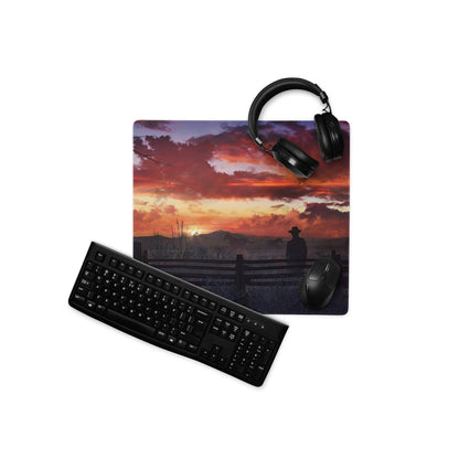 Sunset Prairie Vista Mouse Pad - Sunset Prairie Scene Orange Purple Desk Landscape Calm Rustic Office Decor Gaming Mat
