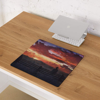 Sunset Prairie Vista Mouse Pad - Sunset Prairie Scene Orange Purple Desk Landscape Calm Rustic Office Decor Gaming Mat