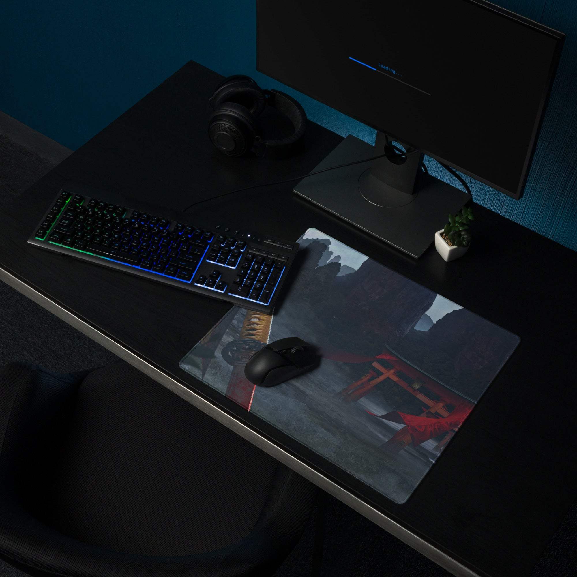 Adventure Mountain Landscape Mouse Pad - Gaming Mouse Pad Blue Red For Setup Adventurous Mood Modern Desk Mat Non Slip