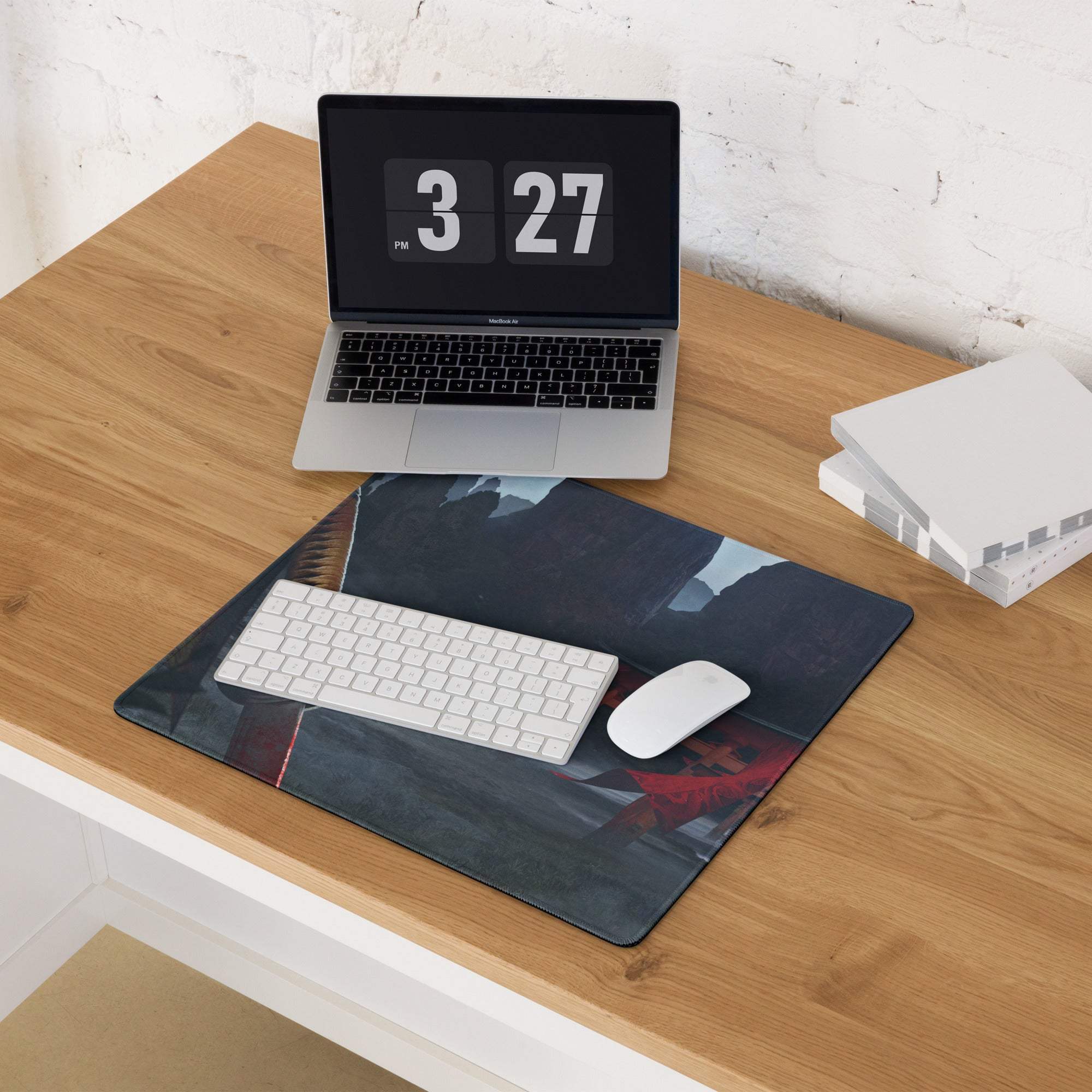 Adventure Mountain Landscape Mouse Pad - Gaming Mouse Pad Blue Red For Setup Adventurous Mood Modern Desk Mat Non Slip