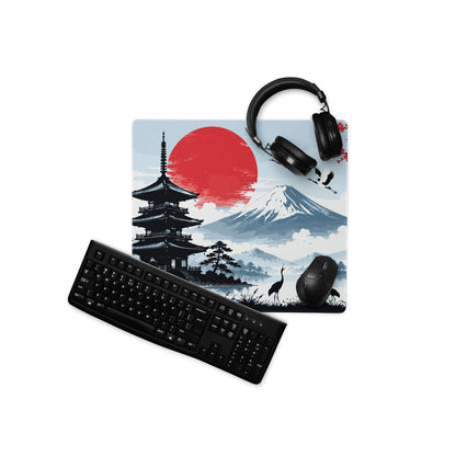 Zen Sakura Moon Mouse Pad - Mouse Pad Blue Red Black Desk Gaming Calm Mood Zen Decor Gamer Desk Mat
