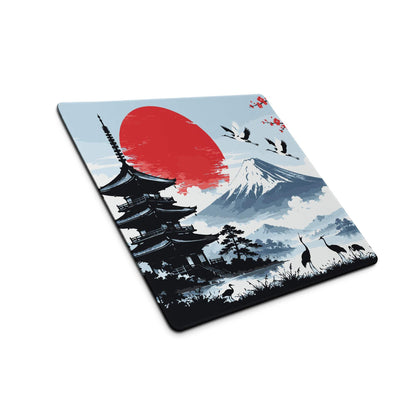 Zen Sakura Moon Mouse Pad - Mouse Pad Blue Red Black Desk Gaming Calm Mood Zen Decor Gamer Desk Mat