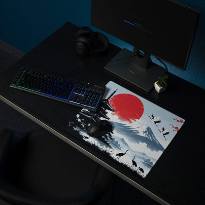 Zen Sakura Moon Mouse Pad - Mouse Pad Blue Red Black Desk Gaming Calm Mood Zen Decor Gamer Desk Mat