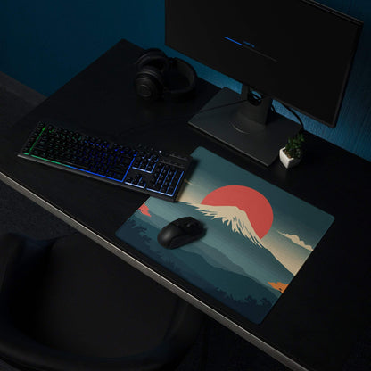 Serene Mountain Sunset Mouse Pad - Mountain Landscape Teal Sunset Gaming Desk Calming Mood Minimalist Decor Large Pad