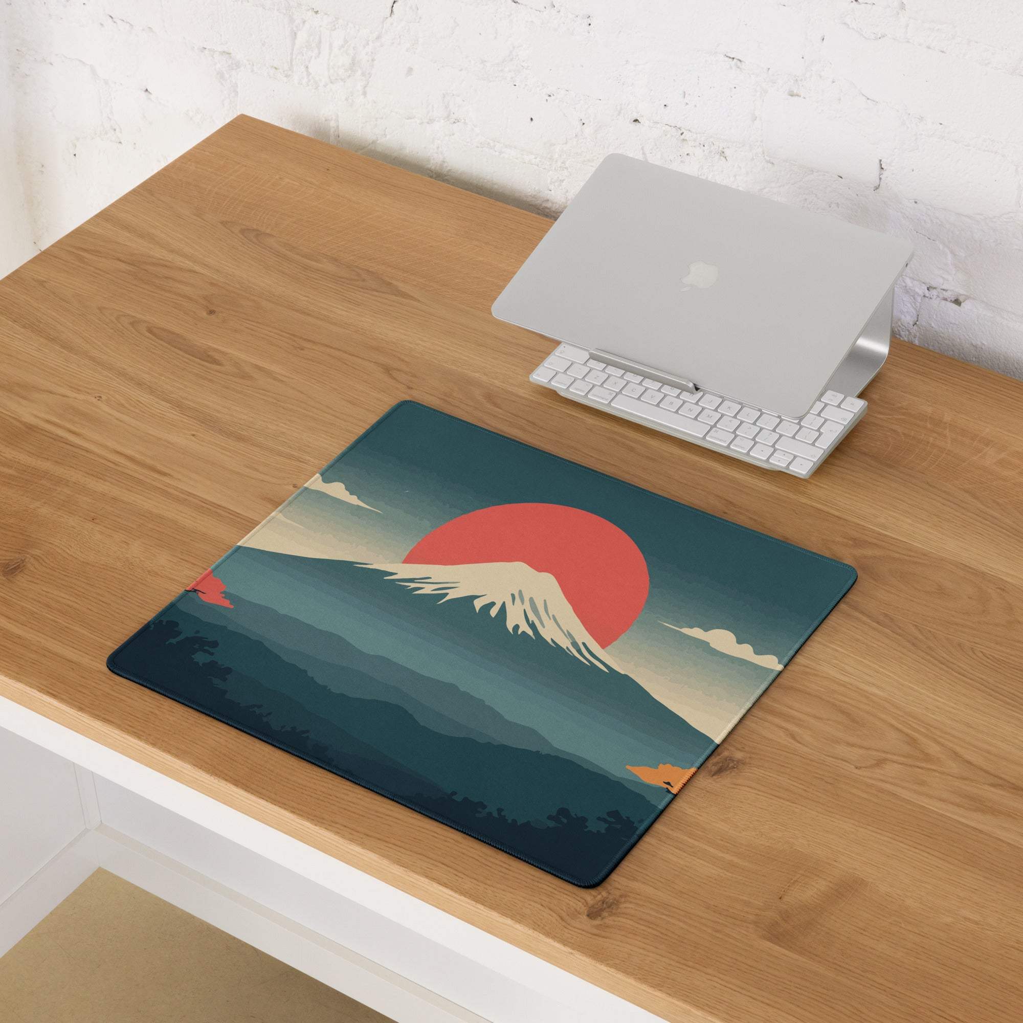 Serene Mountain Sunset Mouse Pad - Mountain Landscape Teal Sunset Gaming Desk Calming Mood Minimalist Decor Large Pad