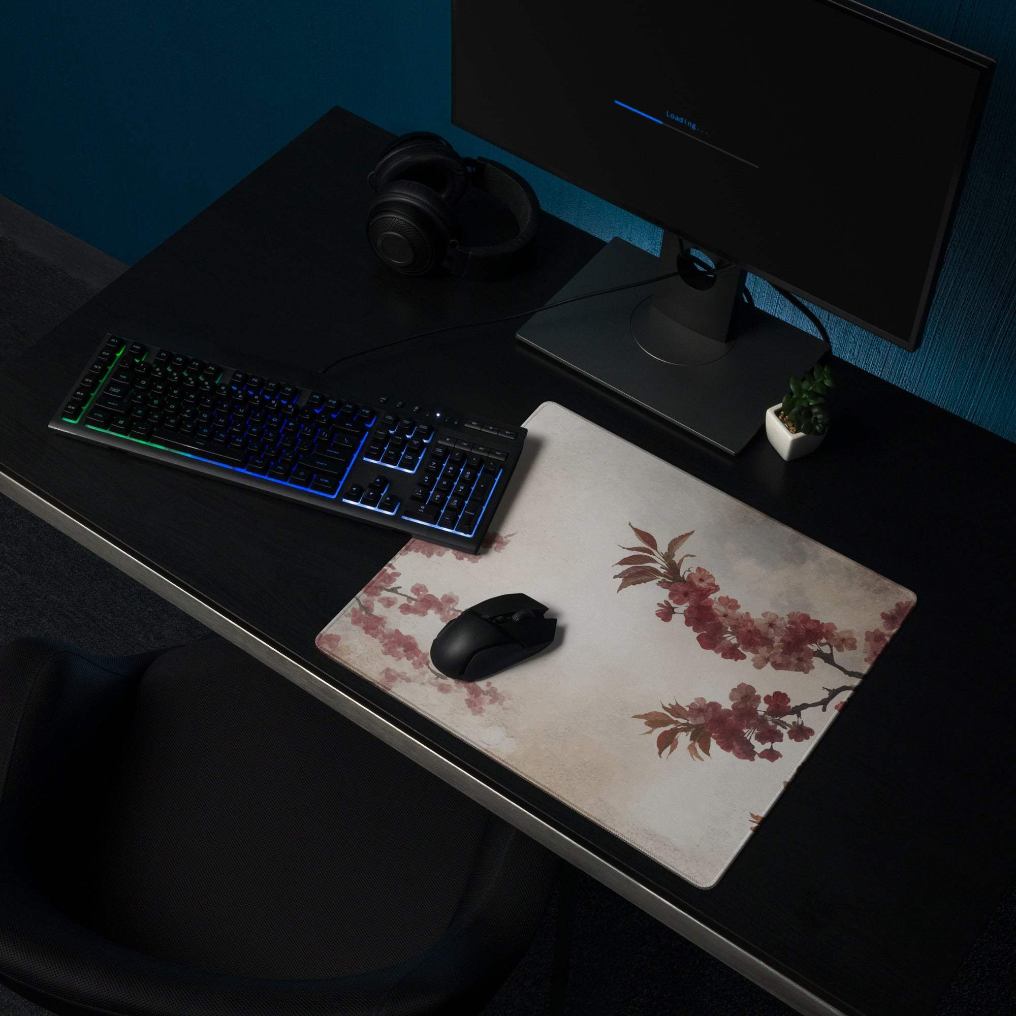 Floral Cherry Blossom Mouse Pad - Mouse Pad Pink Cream Floral Home Office Watercolor Soft Mood Floral Gaming Desk Mat