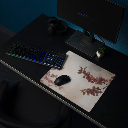 Floral Cherry Blossom Mouse Pad - Mouse Pad Pink Cream Floral Home Office Watercolor Soft Mood Floral Gaming Desk Mat