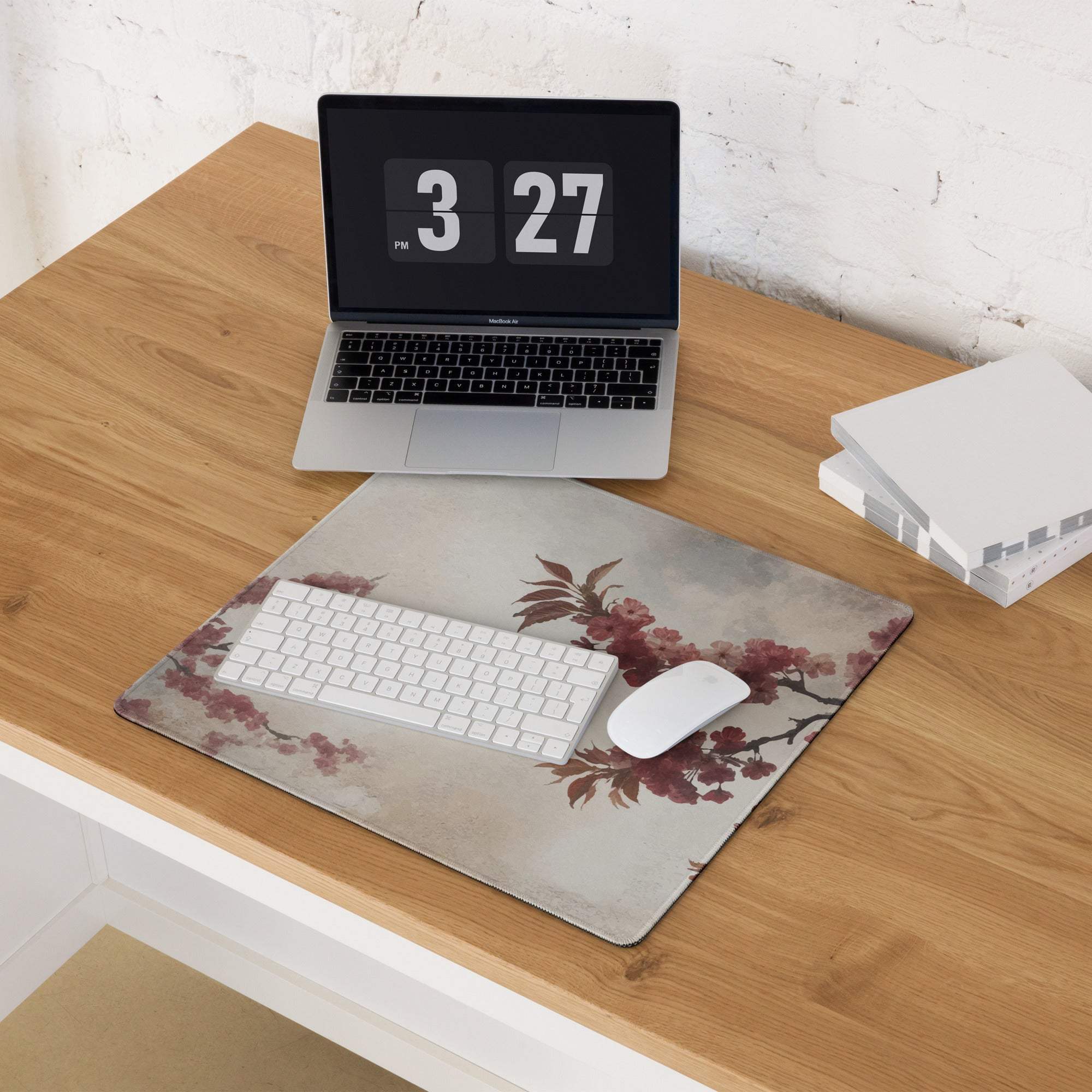 Floral Cherry Blossom Mouse Pad - Mouse Pad Pink Cream Floral Home Office Watercolor Soft Mood Floral Gaming Desk Mat