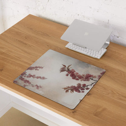 Floral Cherry Blossom Mouse Pad - Mouse Pad Pink Cream Floral Home Office Watercolor Soft Mood Floral Gaming Desk Mat