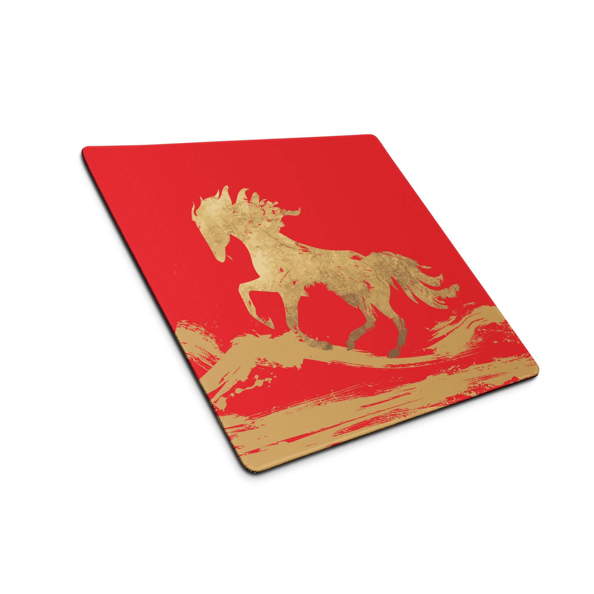 Crimson Gallop Gaming Mouse Pad - Gaming Mouse Pad Red Gold Desk Modern Dynamic Mood Esports Gift Brushstroke
