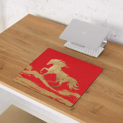 Crimson Gallop Gaming Mouse Pad - Gaming Mouse Pad Red Gold Desk Modern Dynamic Mood Esports Gift Brushstroke