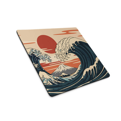 Kanagawa Wave Ukiyoe Mouse Pad - Mouse Pad Navy Beige Orange Gaming Ukiyoe Bold Japanese Desk Pad Woodblock Print