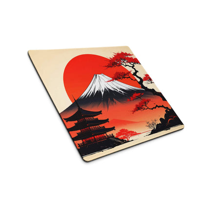 Fuji Sunset Zen Mountain Pad - Mount Fuji Red Black Ivory For Gaming Ukiyoe Mood Dramatic Japanese Decor Desk Pad Print