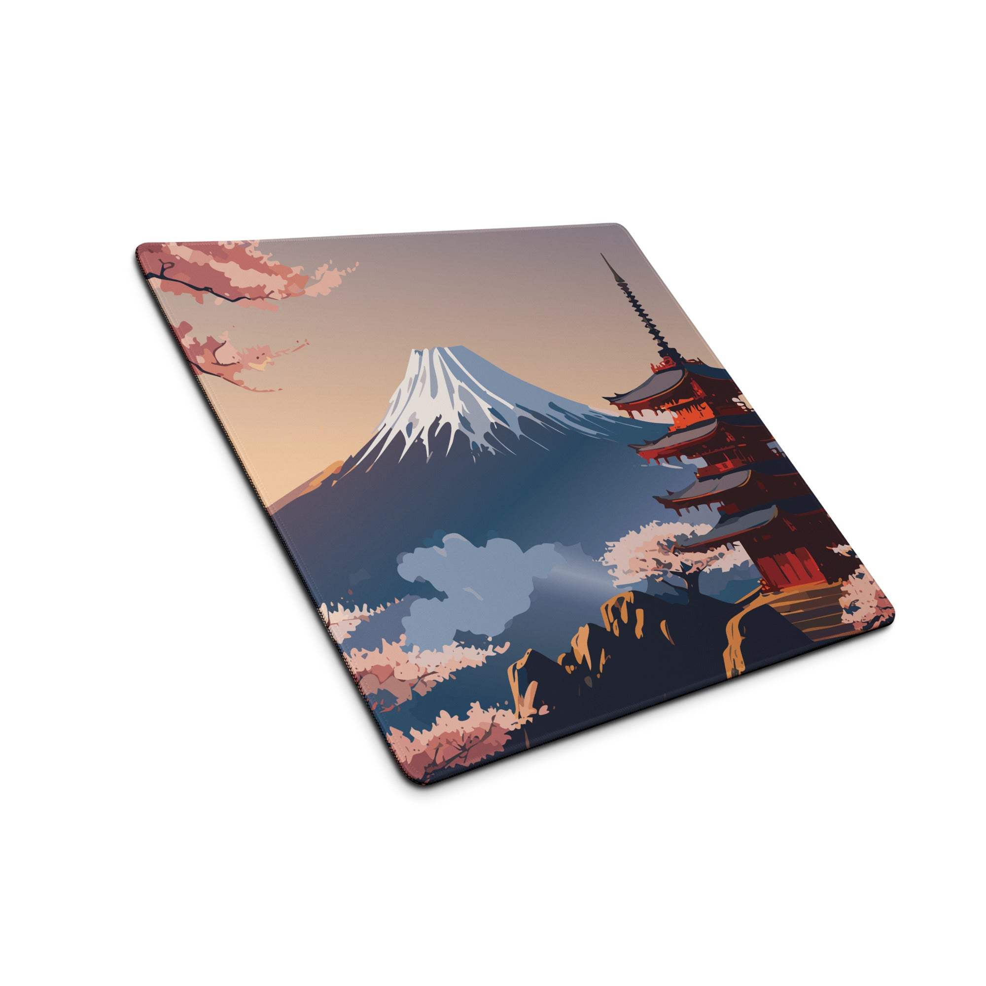 Fuji Mountain Sakura Desk Pad - Mount Fuji Pink Sakura Desk Pad Modern Zen Calm Mood Japanese Minimal Gamers Art