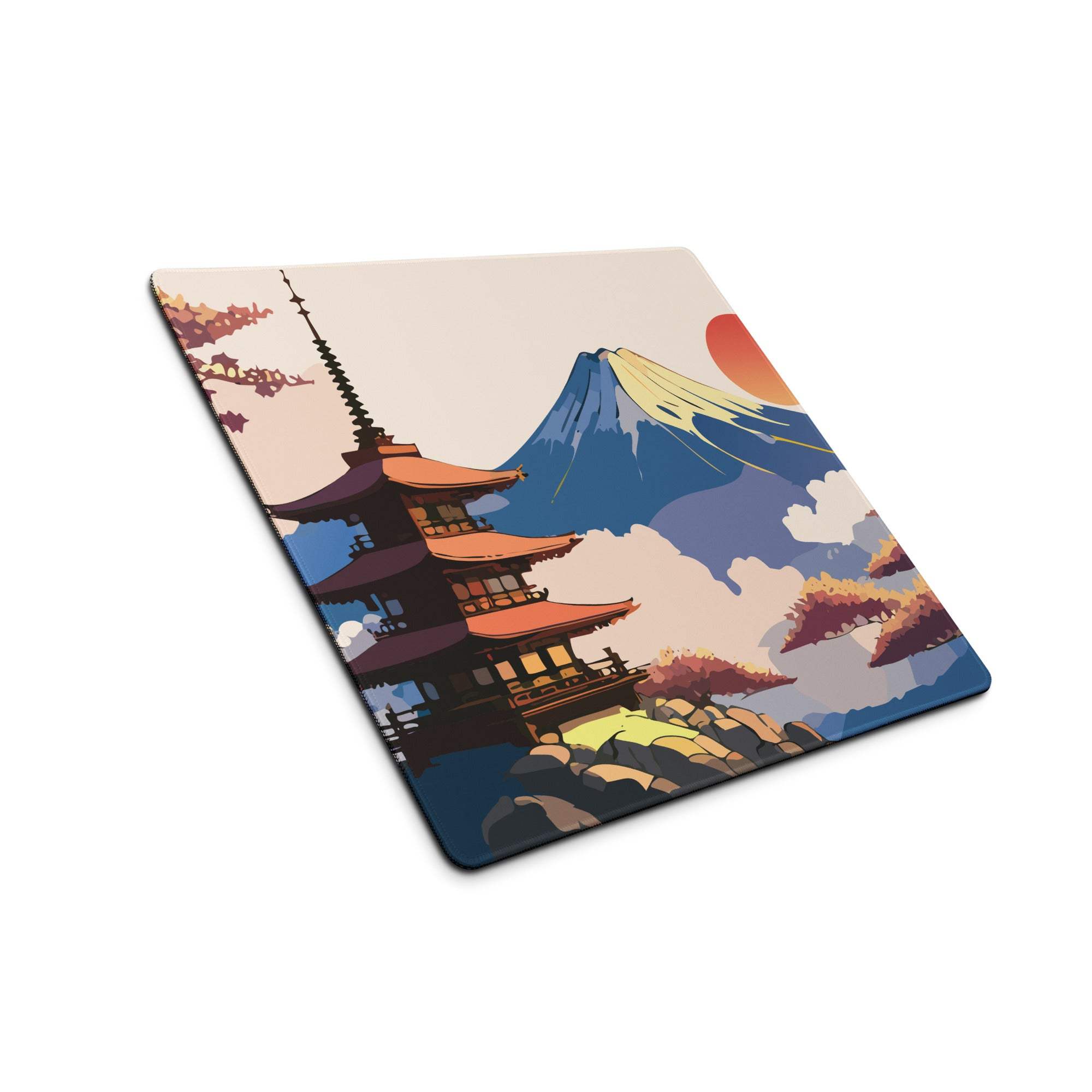 Fuji Mountain Zen Gaming Pad - Gaming Mouse Pad Orange Pink Blue Mount Fuji Japanese Ukiyo-e Serene Mood Modern Desk