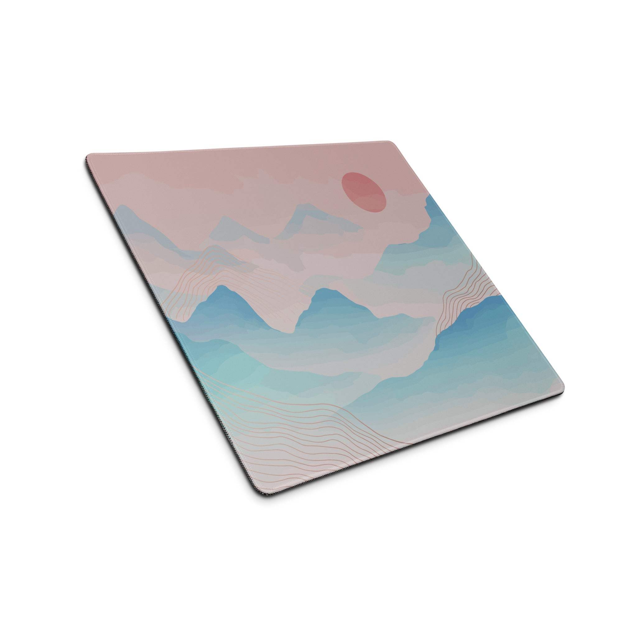 Pastel Mountain Landscape Mouse Pad - Mountain Pink Blue Teal Desk Mat Modern Abstract - Calm Minimalist Digital Art