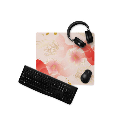 Blush Floral Gaming Mouse Pad - Gaming Mouse Pad, Blush Pink, Gold Accent, Elegant Mood, Modern Decor, Non Slip