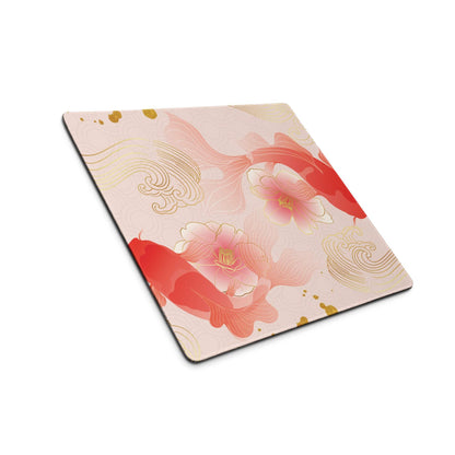 Blush Floral Gaming Mouse Pad - Gaming Mouse Pad, Blush Pink, Gold Accent, Elegant Mood, Modern Decor, Non Slip