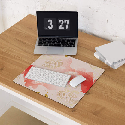 Blush Floral Gaming Mouse Pad - Gaming Mouse Pad, Blush Pink, Gold Accent, Elegant Mood, Modern Decor, Non Slip