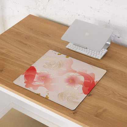 Blush Floral Gaming Mouse Pad - Gaming Mouse Pad, Blush Pink, Gold Accent, Elegant Mood, Modern Decor, Non Slip