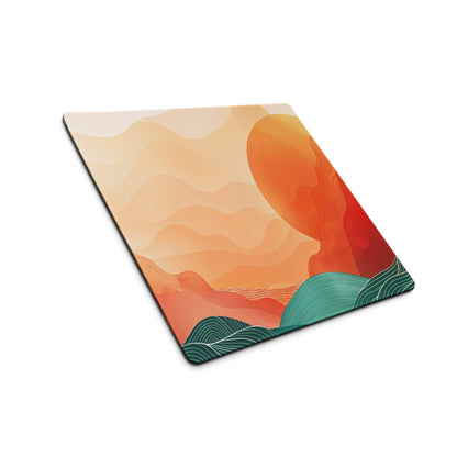 Sunset Wave Pro Gaming Pad - Gaming Mouse Pad Peach Orange Desk Modern Abstract - Warm Modern Gaming Setup Digital Art