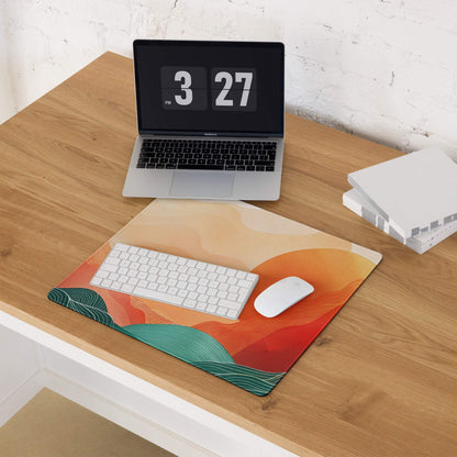 Sunset Wave Pro Gaming Pad - Gaming Mouse Pad Peach Orange Desk Modern Abstract - Warm Modern Gaming Setup Digital Art