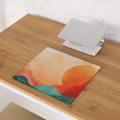 Sunset Wave Pro Gaming Pad - Gaming Mouse Pad Peach Orange Desk Modern Abstract - Warm Modern Gaming Setup Digital Art