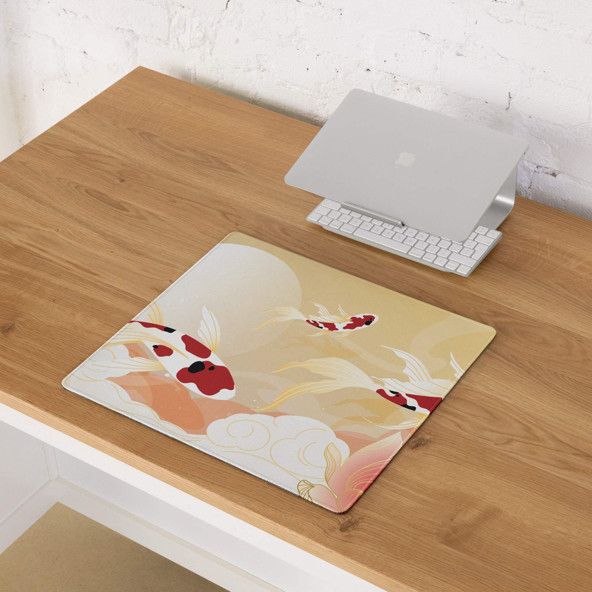 Koi Fish Serenity Desk Pad - Koi Fish Gold Peach Desk Pad Japanese Style Serene Mood Japanese Inspired Decor Koi Mouse Pad
