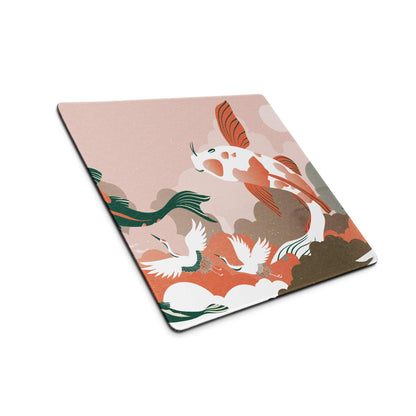 Koi Wave Large Gaming Mouse Pad - Mouse Pad Pink Koi Desk Setup Japanese Art Calm Mood Modern Decor Gaming Desk Mat