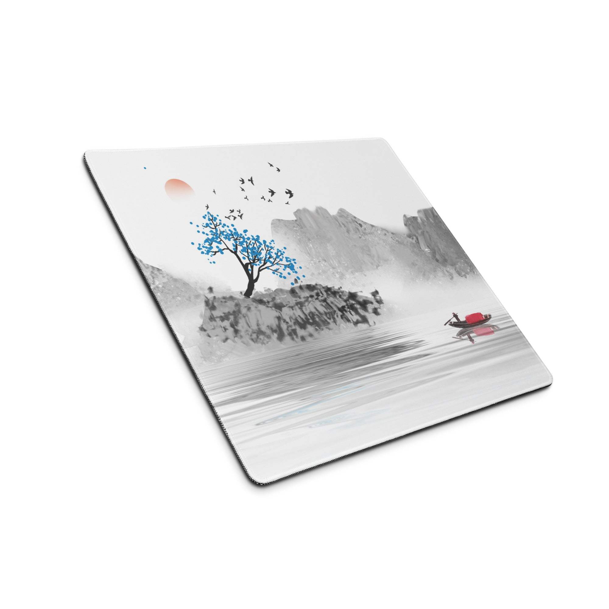 Serene Landscape Watercolor Mouse Pad - Landscape Mouse Pad Gray Blue Desk Watercolor Calm Zen Minimalist Desk Accessory