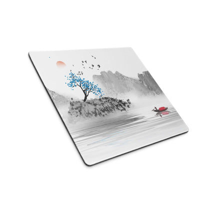 Serene Landscape Watercolor Mouse Pad - Landscape Mouse Pad Gray Blue Desk Watercolor Calm Zen Minimalist Desk Accessory