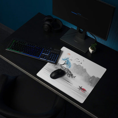 Serene Landscape Watercolor Mouse Pad - Landscape Mouse Pad Gray Blue Desk Watercolor Calm Zen Minimalist Desk Accessory