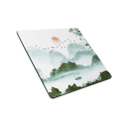 Verdant Mist Landscape Gaming Pad - Gaming Mouse Pad Green Blue Watercolor Calm Mood Nature Decor Desk Mat Watercolor