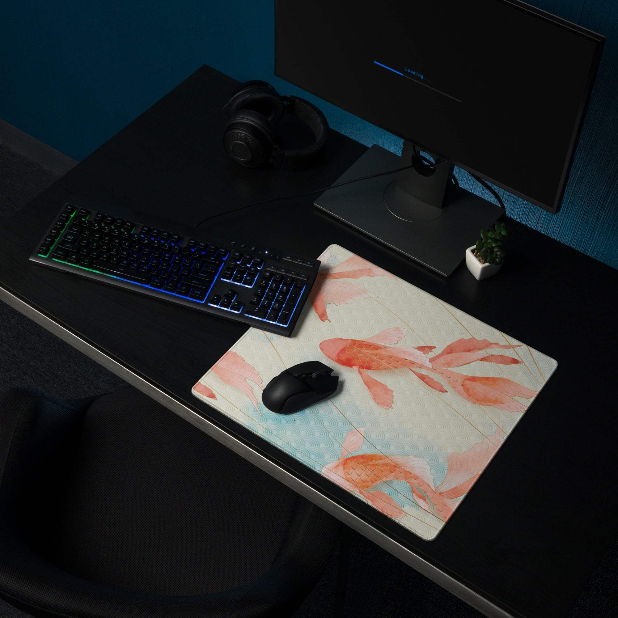 Pastel Koi Fish Mouse Pad - Koi Fish Mouse Pad Pastel Pink Blue Calm Mood Minimalist Gaming Desk Mat Watercolor