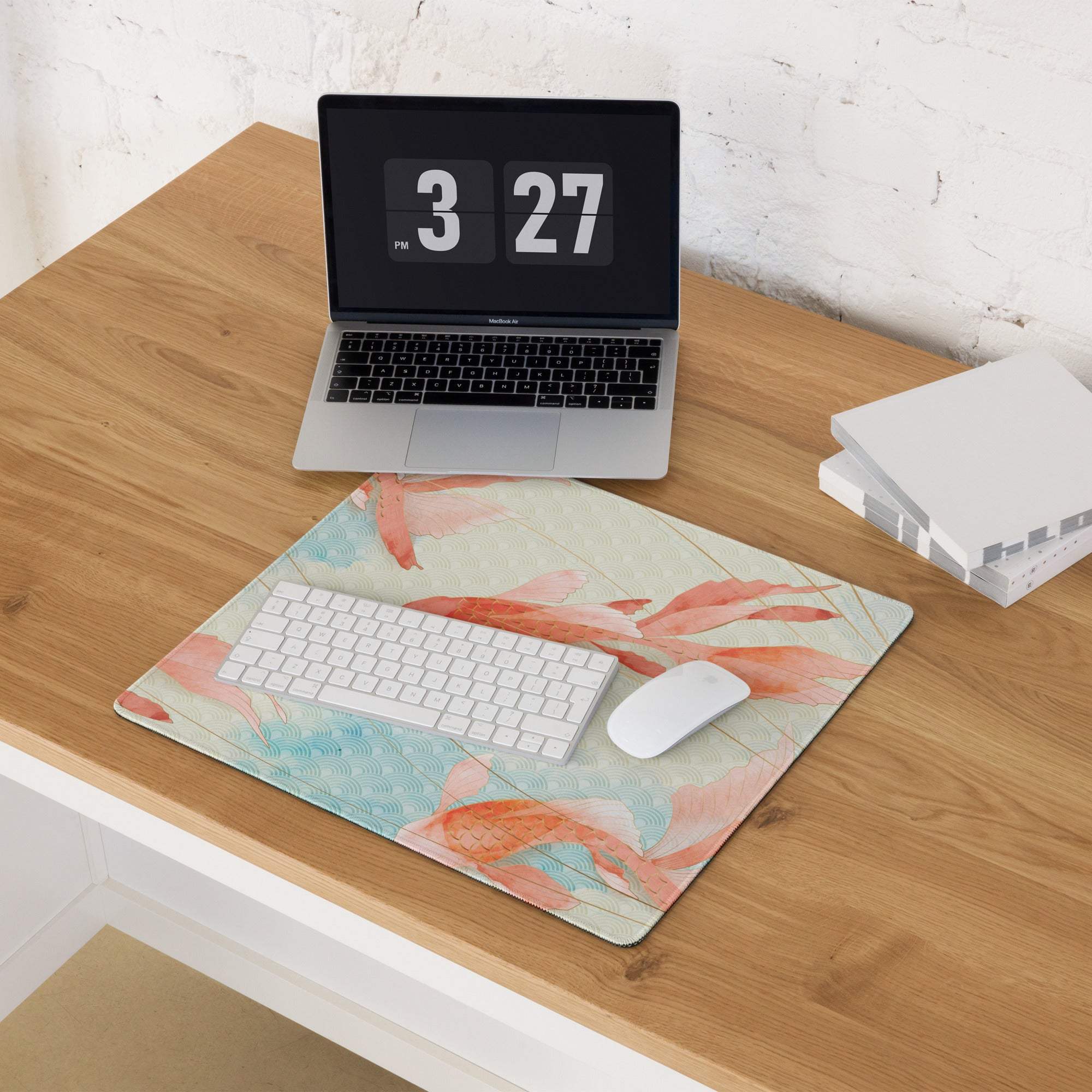 Pastel Koi Fish Mouse Pad - Koi Fish Mouse Pad Pastel Pink Blue Calm Mood Minimalist Gaming Desk Mat Watercolor