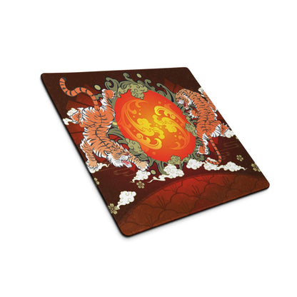 Tiger Sun Burst Gaming Mouse Pad - Tiger Sun Burst Orange Tigers Desk Ukiyoe Energetic Asian Inspired Gaming Mat Digital