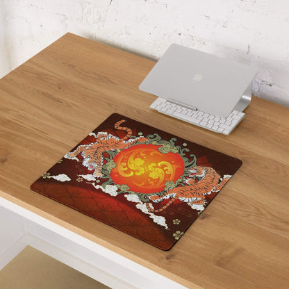 Tiger Sun Burst Gaming Mouse Pad - Tiger Sun Burst Orange Tigers Desk Ukiyoe Energetic Asian Inspired Gaming Mat Digital