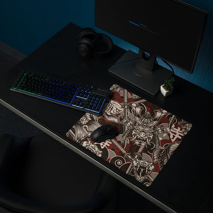 Dragon Ink Gaming Pad - Dragon Black White Red Gaming Desk Graphic Art, Bold Urban Mood, CSGO Dota Mat, Vector Artwork
