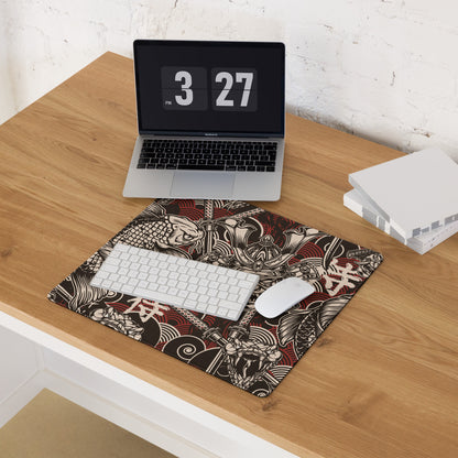 Dragon Ink Gaming Pad - Dragon Black White Red Gaming Desk Graphic Art, Bold Urban Mood, CSGO Dota Mat, Vector Artwork