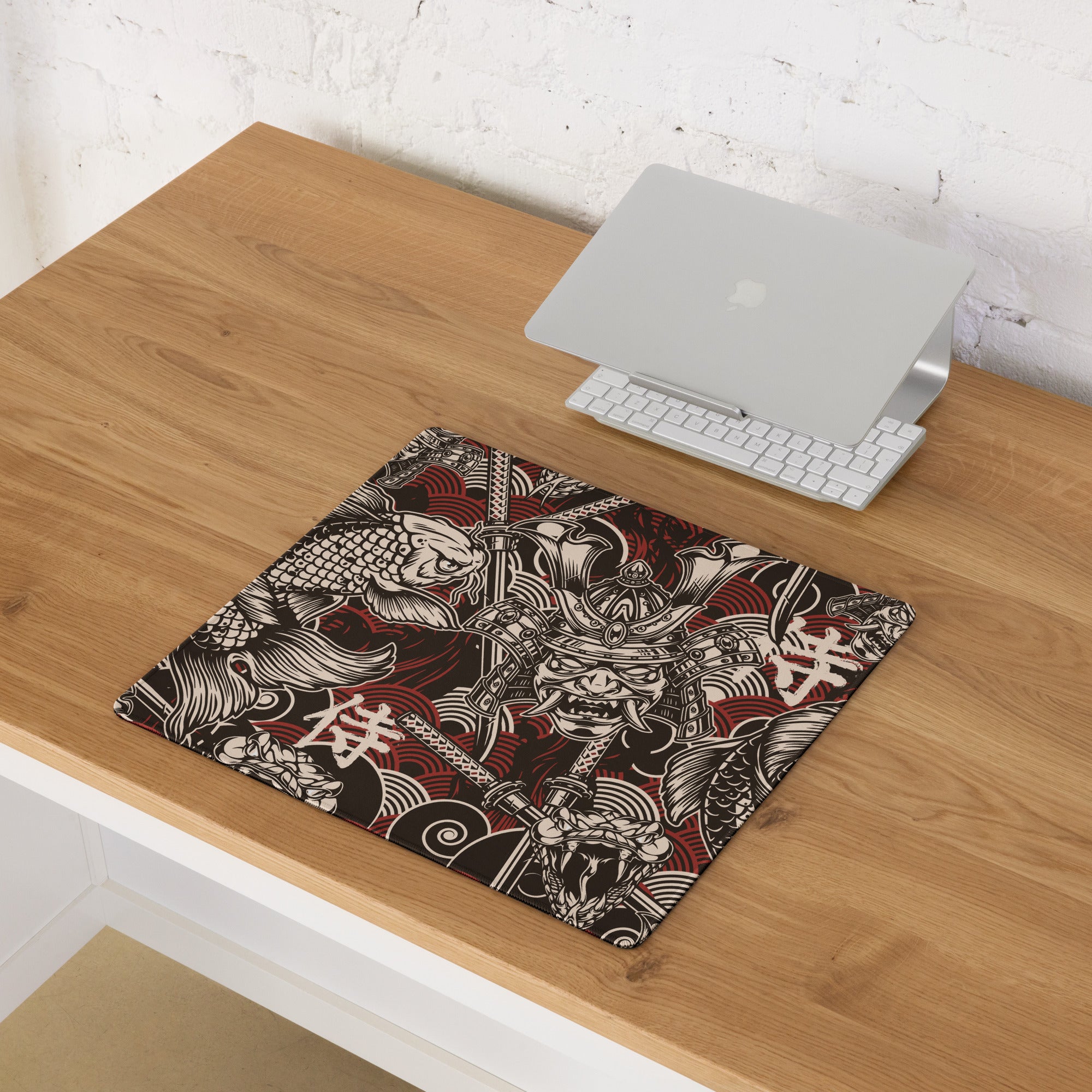 Dragon Ink Gaming Pad - Dragon Black White Red Gaming Desk Graphic Art, Bold Urban Mood, CSGO Dota Mat, Vector Artwork