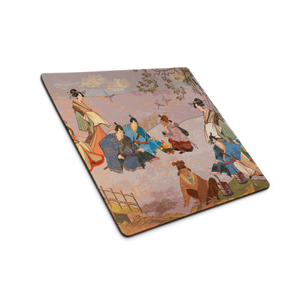 Ukiyo-e Geisha Garden Mouse Pad - Geisha Garden Pink Mauve Green Desk Ukiyo-e Calm Mood Ukiyo-e Japanese Printed