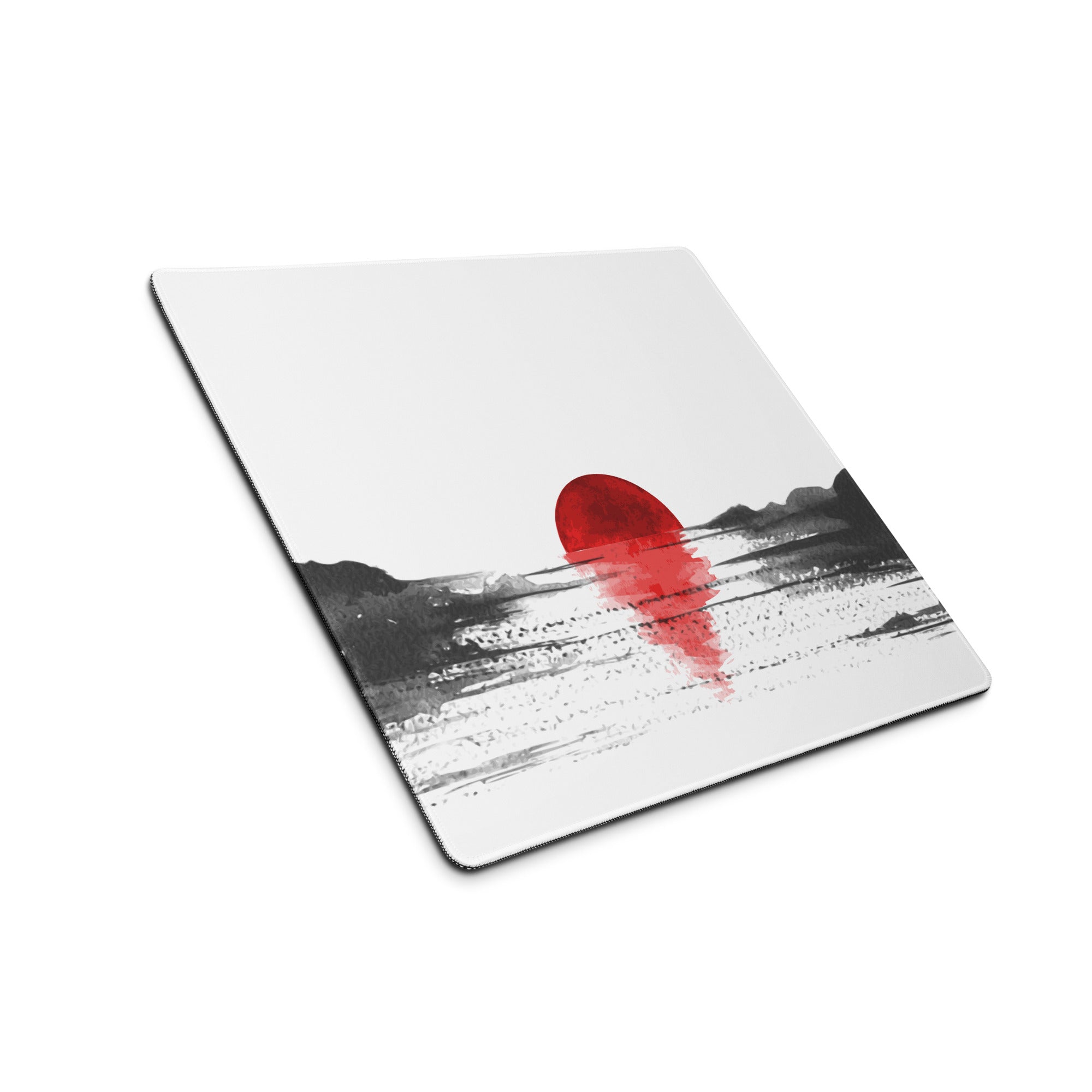Red Sun Abstract Desk Mat - Abstract Landscape Red Sun Desk Mat Minimal Calm Zen Minimal Large Gaming Pad Digital Art